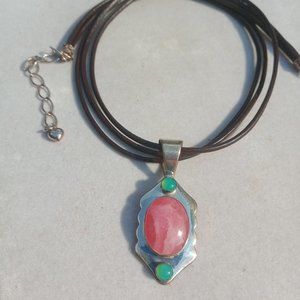 Jay King Pink and Green Pendant Necklace